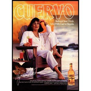 1987 Jose Cuervo Tequila Vintage Print Ad Angelica Huston Adirondack Chair Photo
